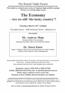 The Economy – are we still the Lucky Country?