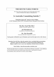 Is Australia Committing Suicide?